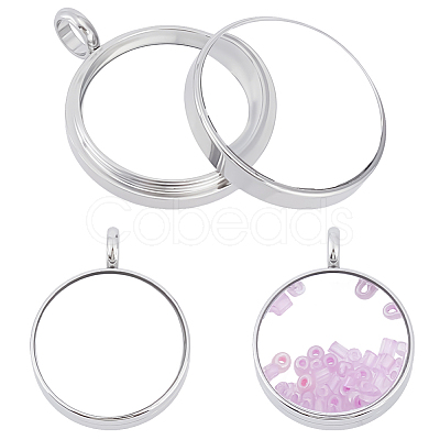 2Pcs 304 Stainless Stee Locket Pendants STAS-HY0002-24P-1