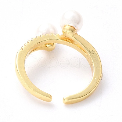 Brass Micro Pave Clear Cubic Zirconia Cuff Rings RJEW-F114-01G-1