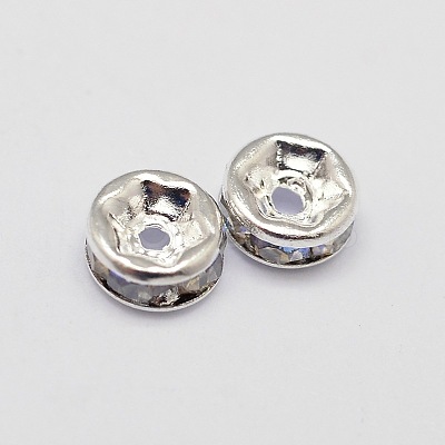 Rack Plating Rondelle Brass Grade A Rhinestone Spacer Beads RB-D301-09S-1