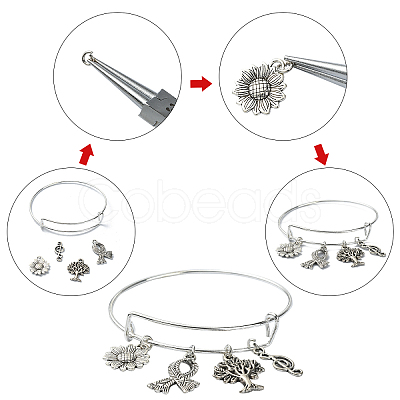 DIY Extendable Bangle with Charm Making Kit DIY-YW0008-28-1