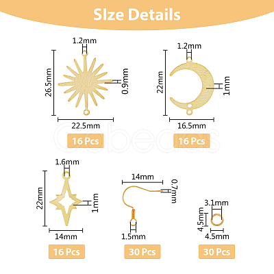 DIY Moon & Star & Sun Earring Making Kit KK-HY0003-49-1