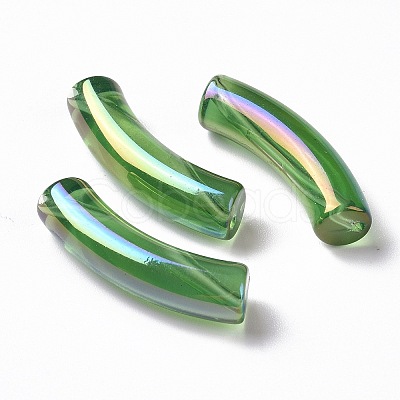 UV Plating Transparent Rainbow Iridescent Acrylic Beads OACR-A016-01D-1