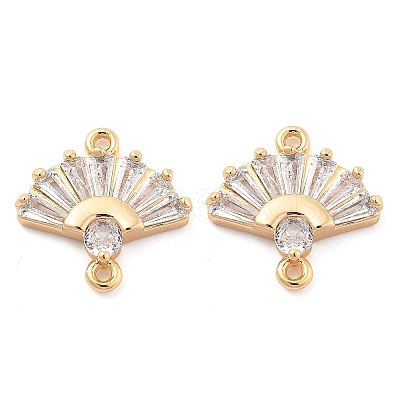 Brass Clear Cubic Zirconia Connector Charms KK-G516-08G-1