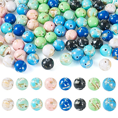 80Pcs 8 Colors Assembled Synthetic Stone and Trochus Shell Beads G-TA0002-31A-1