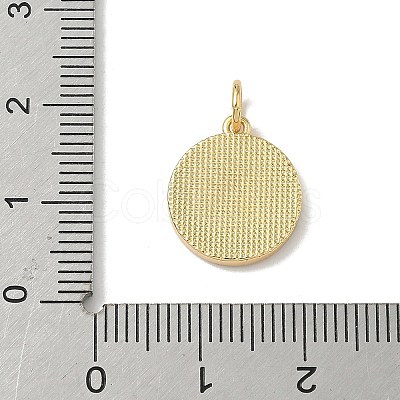 Brass Pave Natural Shell Flat Round with Letter Charms KK-Z115-13G-S-1