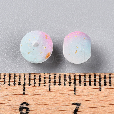 Frosted Baking Paint Crackle Glass Beads with Glitter Powder X1-DGLA-T004-6mm-01L-1