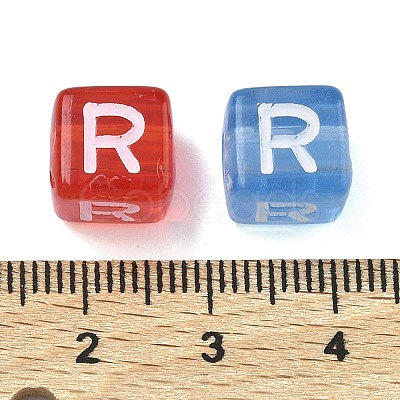 Spray Painted Transparent Acrylic Beads MACR-K365-07R-1