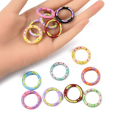 14Pcs Spray Painted Alloy Spring Gate Rings FIND-FS0004-58-1