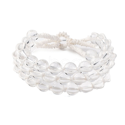 Natural Quartz Crystal Round Beaded Multi-strand Bracelets for Men Women BJEW-G743-02C-1