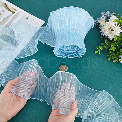 10 Yards Mermaid Color Polyester Pleated Lace Trim Ribbon DIY-WH0419-43B-1