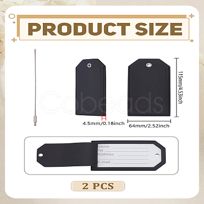 2 Bags Imitation Leather Name Card Holders for Luggage FIND-LP0009-84A-1