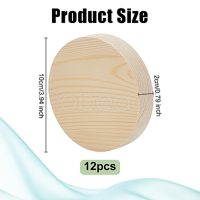 Flat Round Unfinished Wood Slice WOOD-WH0029-190A-1