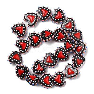 Painted Glass Beads Bumpy Beads Heart X-LAMP-V001-07F-1