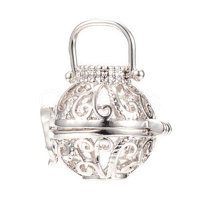 Rack Plating Brass Cage Pendants KK-S309-07P-1