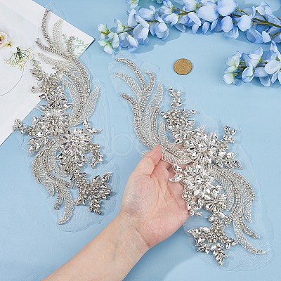 1 Pair Polyester Computerized Embroidery Cloth Iron on/Sew on Patches DIY-HS0002-17B-1