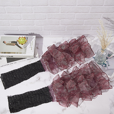 Polyester Ruffle Layered Patchwork Leg Sleeves AJEW-WH20042-75C-1