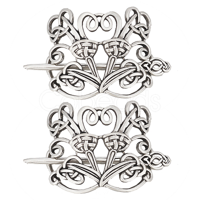 Viking Alloy Hair Clip with Hair Sticks OHAR-WH0001-04C-1