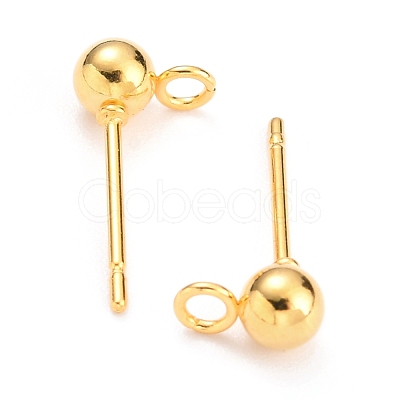304 Stainless Steel Ball Post Stud Earring Findings X-STAS-Z035-02G-C-1
