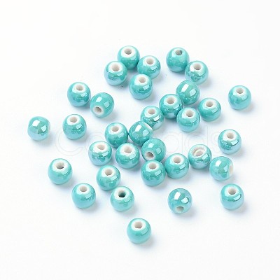 Glazed Porcelain Round Beads PORC-S489-6mm-06-1