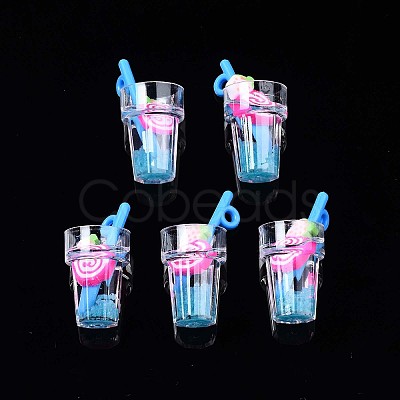 Imitation Fruit Tea Resin Pendants CRES-S359-31-1