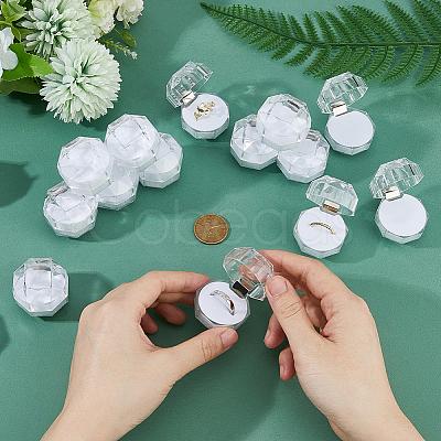 50Pcs Octagonal Transparent Plastic Ring Boxes OBOX-DC0001-02A-1