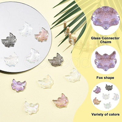 30Pcs 6 Colors Electroplate Transparent Glass Connector Charms EGLA-YW0005-74-1