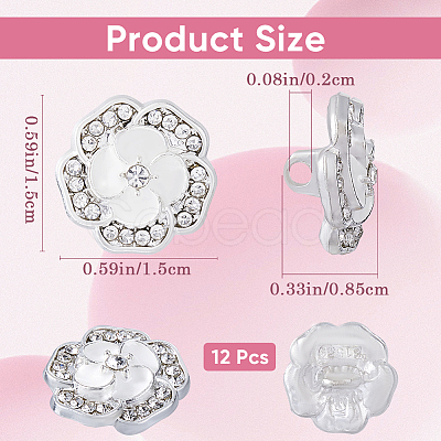 12Pcs Alloy Rhinestone Shank Buttons BUTT-GF0003-66-1