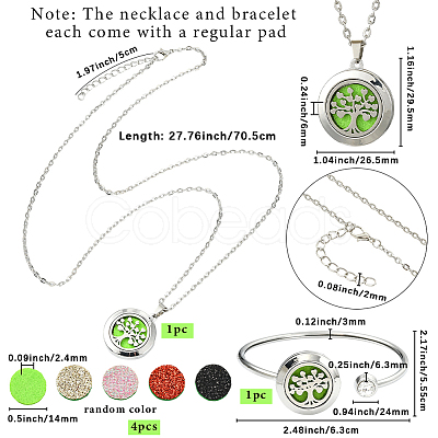 1Pc Stainless Steel Open Cuff Bangles & 1Pc Stainless Steel Pendant Neclace AJEW-SC0004-06A-1