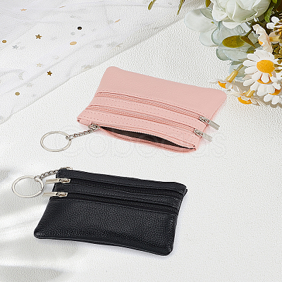 2Pcs 2 Colors PU Leather Zipper Wallets ABAG-LP0001-91B-1