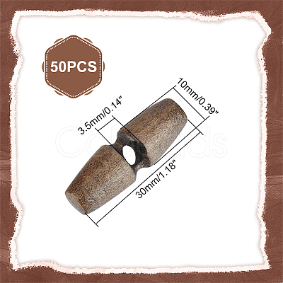 50Pcs 1-Hole Wood Buttons BUTT-UN0001-27A-1