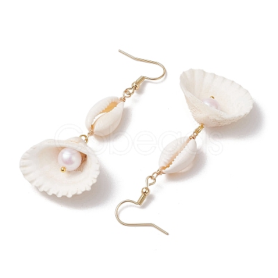 4Pair 304 Stainless Steel Shell Shape Dangle Earrings EJEW-JE06265-1