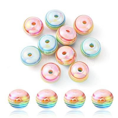 10Pcs Macaron Color Stripe Resin Beads RESI-YW0001-27A-1
