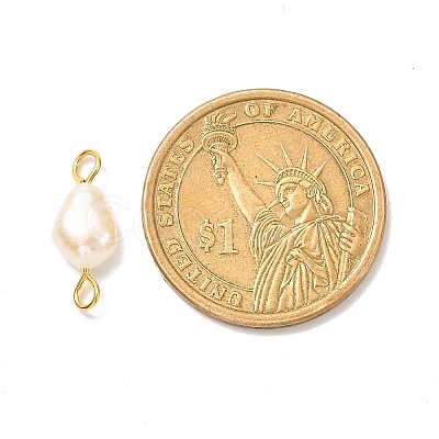 Natural Cultured Freshwater Pearl Beads Links Connectors X1-PALLOY-JF00943-02-1