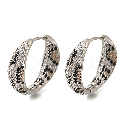 Rack Plating Brass Micro Pave Cubic Zirconia Hoop Earrings EJEW-H016-22P-1