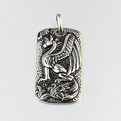 Rectangle with Dragon 304 Stainless Steel Pendants STAS-P080-01-1