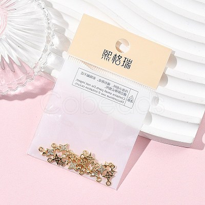 SHEGRACE Brass Micro Pave Clear Cubic Zirconia Double Star Links Connector Charms XGRQ2O832-454G-1