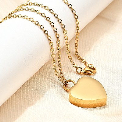 304 Stainless Steel Heart Cinerary Casket Pendant Necklaces NJEW-V002-02G-1