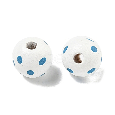 Printed Wood European Beads WOOD-G022-18C-1