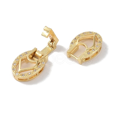 Rack Plating Brass Micro Pave Clear Cubic Zirconia Fold Over Clasps KK-NH0002-03A-G-1