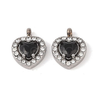 304 Stainless Steel Cubic Zirconia Pendants STAS-A076-02P-04-1