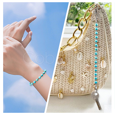 2Pcs Synthetic Turquoise Keychain HJEW-SC0002-27B-1