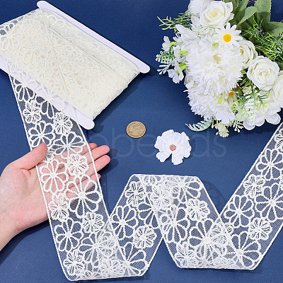 10Yards Polyester Embroidery Mesh Flower Lace Ribbon OCOR-GF0005-41C-1