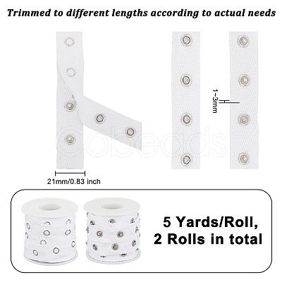 5 Yards Alloy Snap Button Tape Trim Polyester Ribbons DIY-OC0011-27A-1