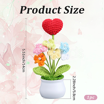 1Pc Hand Knitted Potted Plants Crochet Flower DJEW-SC0001-15D-1
