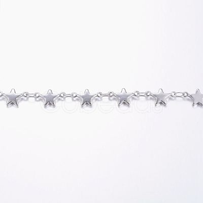 Tarnish Resistant Handmade 304 Stainless Steel Bar Link Chains STAS-G038-01P-1