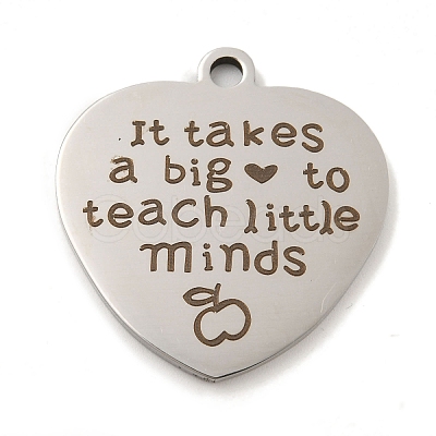 Non-Tarnish Teachers' Day 201 Stainless Steel Pendants STAS-L079-23P-05-1