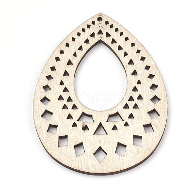 Undyed Wood Big Pendants WOOD-T008-39-1