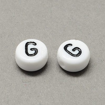 White and Black Acrylic Horizontal Hole Letter Beads SACR-Q101-01G-1