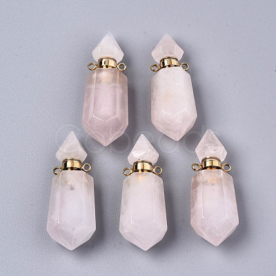 Faceted Natural Rose Quartz Pendants G-T131-15H-1