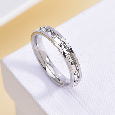 304 Stainless Steel with Crystal Rhinestone Finger Rings FS-WGF5DC4-09-1